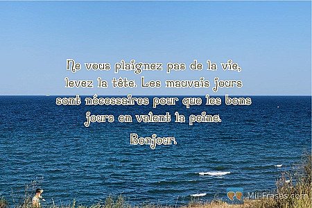 Ne vous plaignez pas de la vie, levez la tête. Les mauvais jours sont nécessaire...