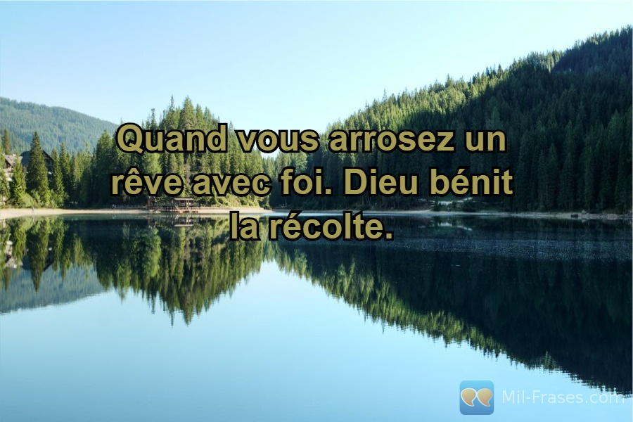 An image with the following quote Quand vous arrosez un rêve avec foi. Dieu bénit la récolte.
