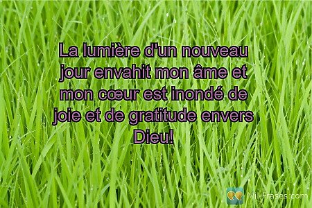 La lumière d'un nouveau jour envahit mon âme et mon cœur est inondé de joie et d...