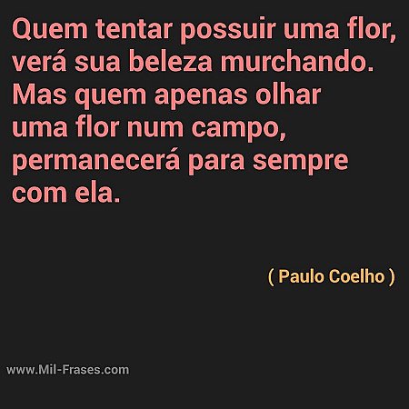 Quem tentar possuir uma flor...