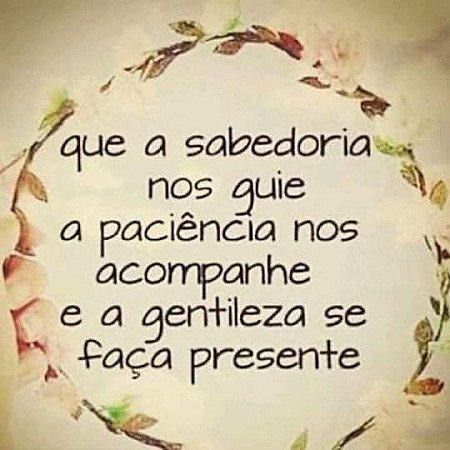 Que a sabedoria nos guie, a paciência nos acompanhe e a gentileza se faça presen...