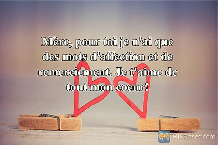 Mère, pour toi je n'ai que des mots d'affection et de remerciement. Je t'aime de...