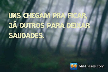 Uns chegam pra ficar, já outros para deixar saudades.