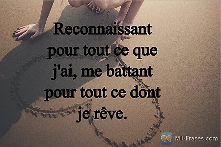Reconnaissant pour tout ce que j'ai, me battant pour tout ce dont je rêve.