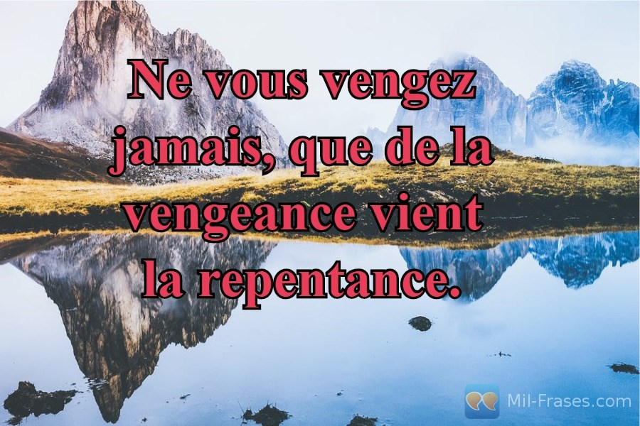 An image with the following quote Ne vous vengez jamais, que de la vengeance vient la repentance.