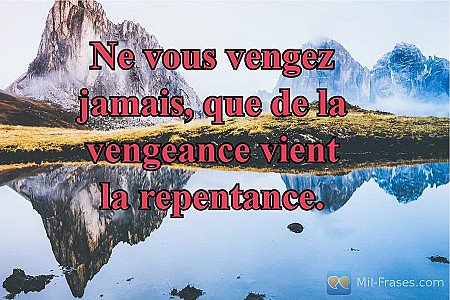 Ne vous vengez jamais, que de la vengeance vient la repentance.