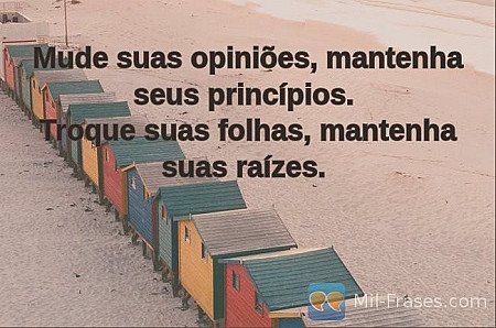 Mude suas opiniões, mantenha seus princípios.
Troque suas folhas, mantenha suas...