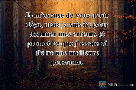 Je m'excuse de vous avoir déçu, mais je suis ici pour assumer mes erreurs et pro...