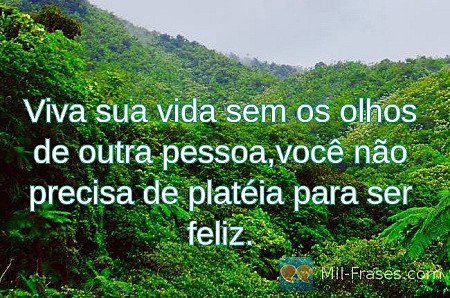 Viva sua vida sem os olhos de outra pessoa,você não precisa de platéia para ser...