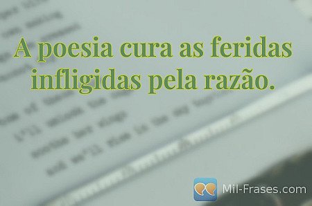 A poesia cura as feridas infligidas pela razão.