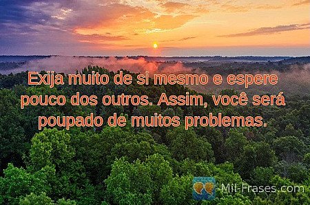 Exija muito de si mesmo e espere pouco dos outros. Assim, você será poupado de m...