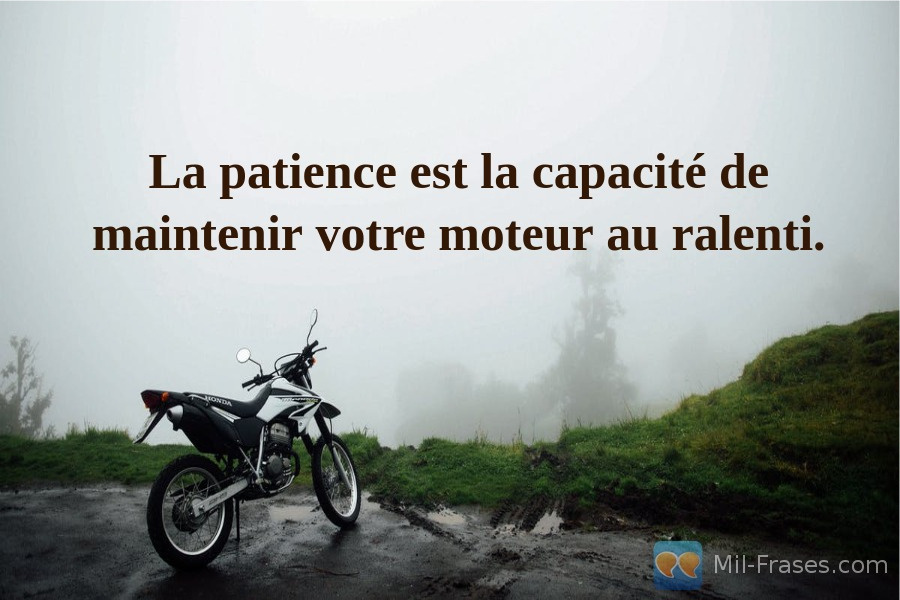 An image with the following quote La patience est la capacité de maintenir votre moteur au ralenti.