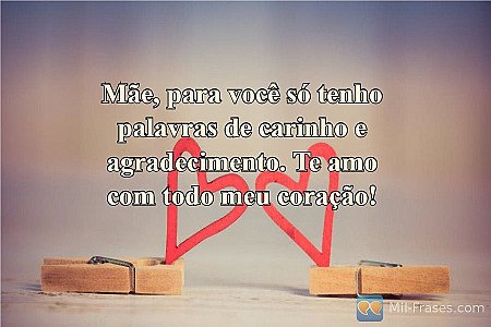 Mãe, para você só tenho palavras de carinho e agradecimento. Te amo com todo meu...