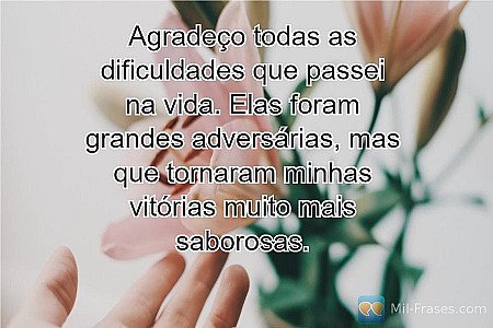 Agradeço todas as dificuldades que passei na vida. Elas foram grandes adversária...