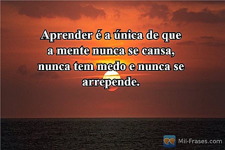 Aprender é a única de que a mente nunca se cansa, nunca tem medo e nunca se arre...