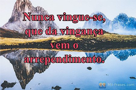Nunca vingue-se, que da vingança vem o arrependimento.