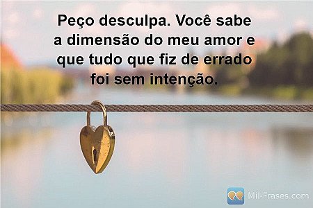 Peço desculpa. Você sabe a dimensão do meu amor e que tudo que fiz de errado foi...