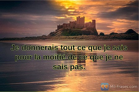 Je donnerais tout ce que je sais pour la moitié de ce que je ne sais pas.