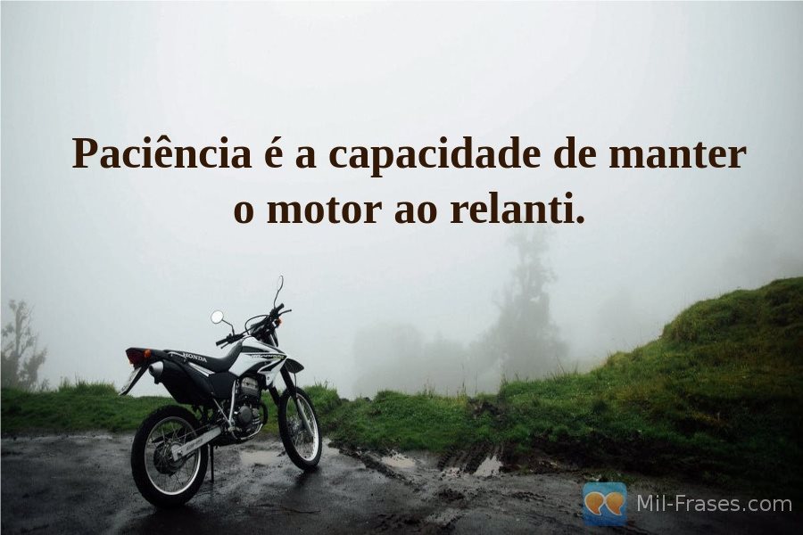 An image with the following quote Paciência é a capacidade de manter o motor ao relanti.