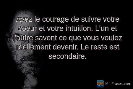 Ayez le courage de suivre votre coeur et votre intuition. L'un et l'autre savent...