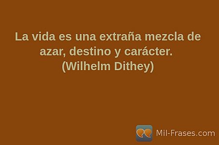 La vida es una extraña mezcla de azar, destino y carácter.
(Wilhelm Dithey)