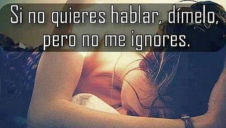 Se no quieres hablar, dímelo, pero no me ignores.