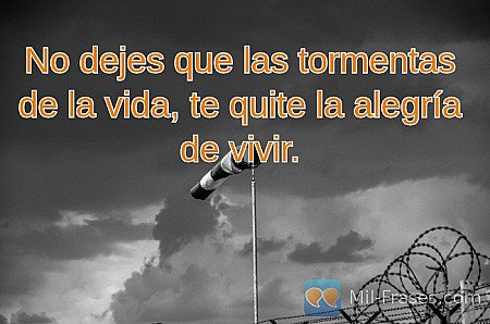 No dejes que las tormentas de la vida, te quite la alegría de vivir.