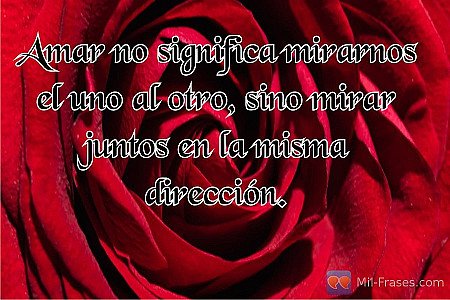 Amar no significa mirarnos el uno al otro, sino mirar juntos en la misma direcci...