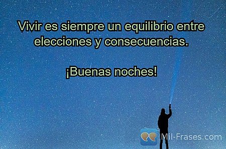 Vivir es siempre un equilibrio entre elecciones y consecuencias.

¡Buenas noches...
