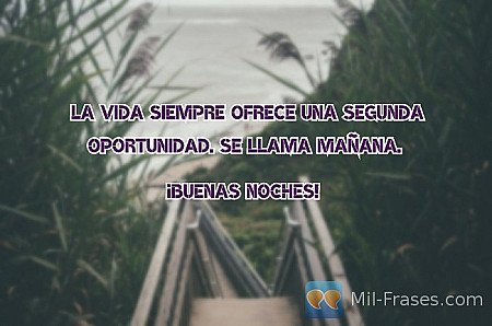 La vida siempre ofrece una segunda oportunidad. Se llama mañana.

¡Buenas noches...