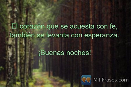 El corazón que se acuesta con fe, también se levanta con esperanza.

¡Buenas noc...