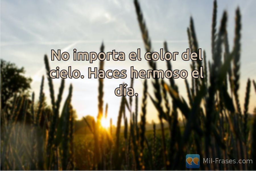 An image with the following quote No importa el color del cielo. Haces hermoso el día.
