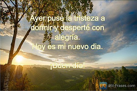 Ayer puse la tristeza a dormir y desperté con alegría.
Hoy es mi nuevo dia.

¡Bu...