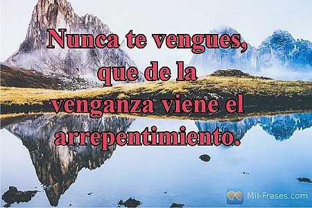 Nunca te vengues, que de la venganza viene el arrepentimiento.