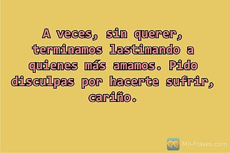 A veces, sin querer, terminamos lastimando a quienes más amamos. Pido disculpas...