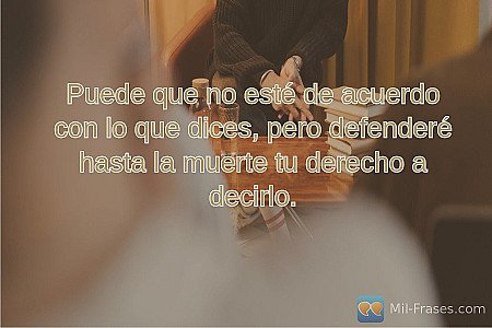 Puede que no esté de acuerdo con lo que dices, pero defenderé hasta la muerte tu...