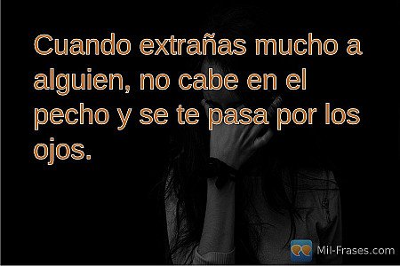 Cuando extrañas mucho a alguien, no cabe en el pecho y se te pasa por los ojos.