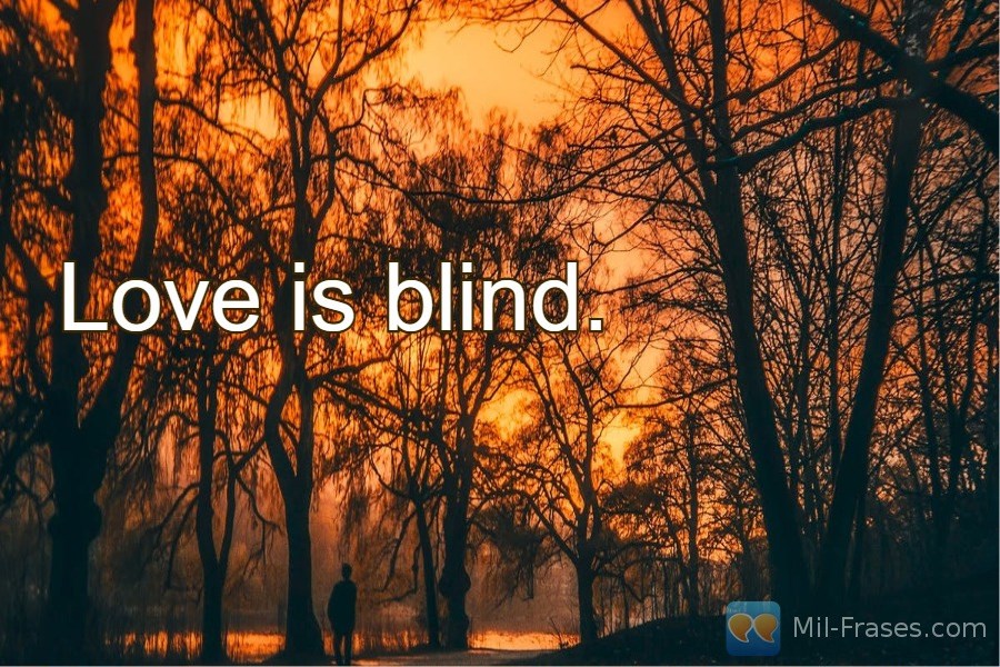An image with the following quote Love is blind.