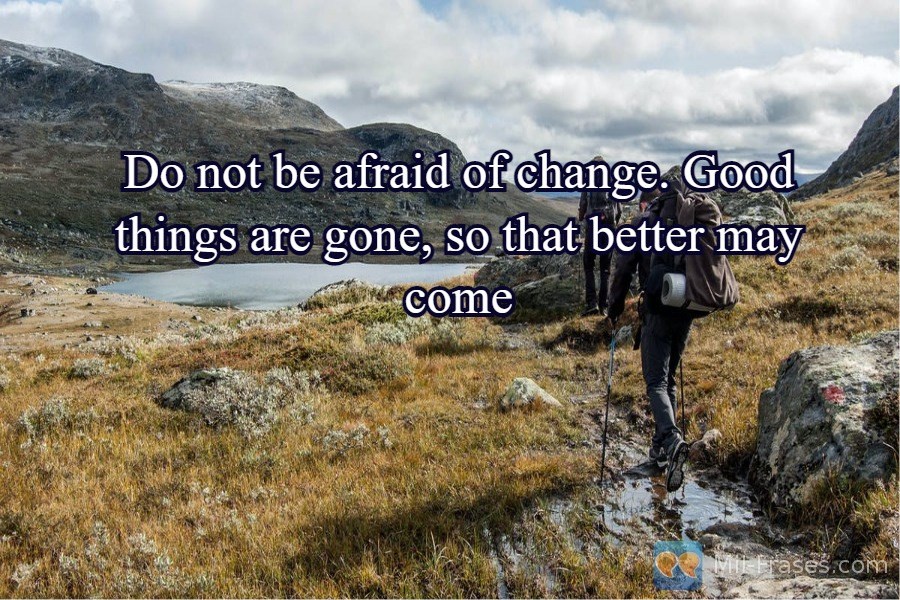 An image with the following quote Do not be afraid of change. Good things are gone, so that better may come