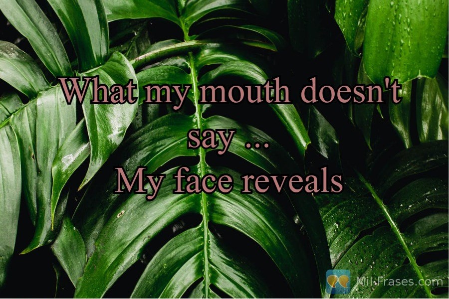 An image with the following quote What my mouth doesn't say ...
My face reveals