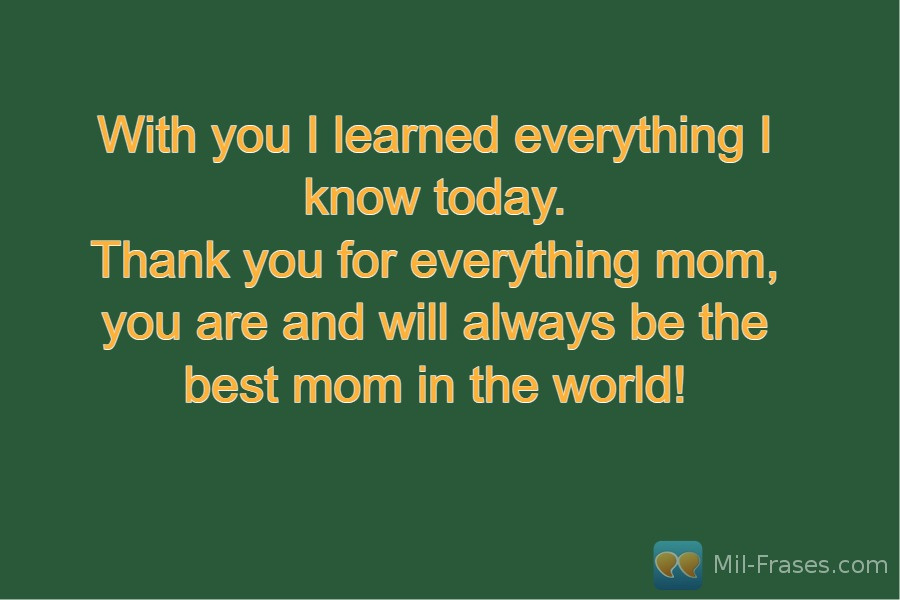 An image with the following quote With you I learned everything I know today.
Thank you for everything mom, you are and will always be the best mom in the world!