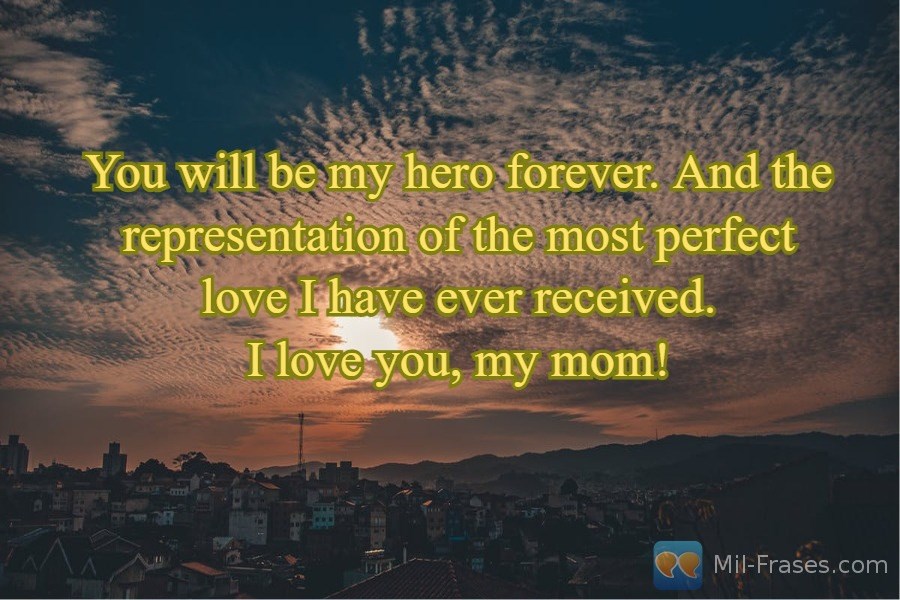 Uma imagem com a seguinte frase You will be my hero forever. And the representation of the most perfect love I have ever received.
I love you, my mom!