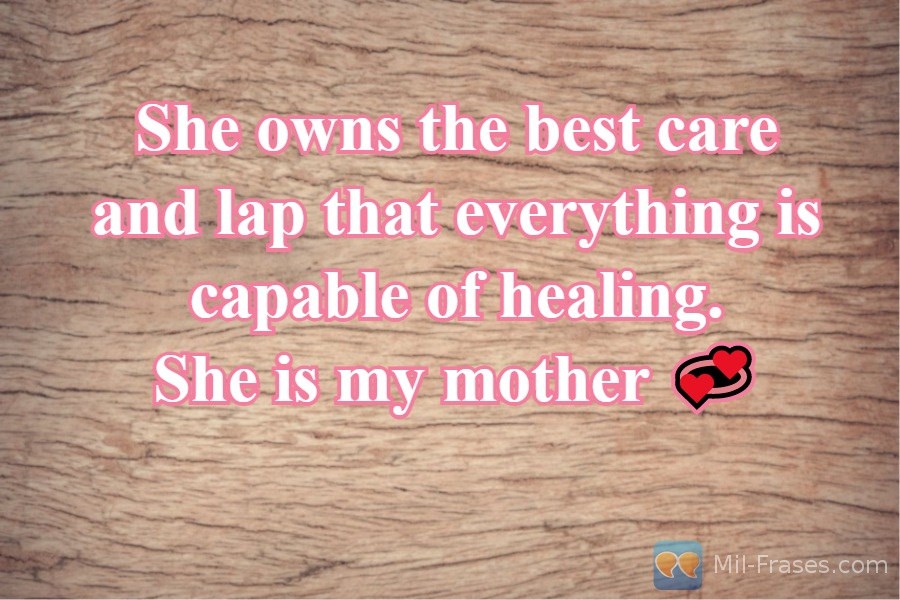 An image with the following quote She owns the best care and lap that everything is capable of healing.
She is my mother ?
