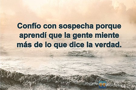 Confío con sospecha porque aprendí que la gente miente más de lo que dice la ver...