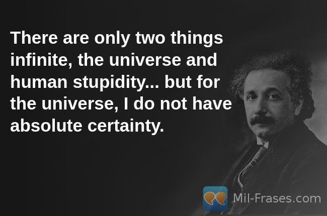 An image with the following quote There are only two things infinite, the universe and human stupidity... but for the universe, I do not have absolute certainty.