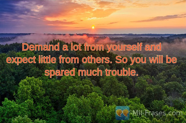 An image with the following quote Demand a lot from yourself and expect little from others. So you will be spared much trouble.