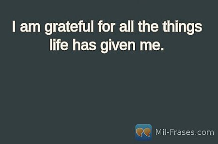 I am grateful for all the things life has given me.