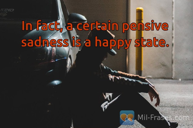 Uma imagem com a seguinte frase In fact, a certain pensive sadness is a happy state.