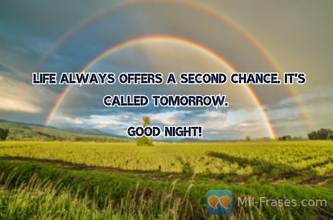 An image with the following quote Life always offers a second chance. It's called tomorrow.

Good night!