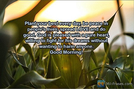 Plant your best every day, be peace in people's lives, spread LOVE and do good....
